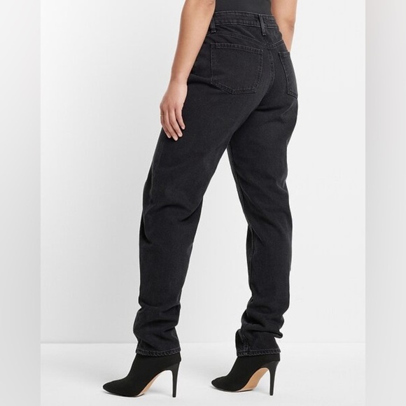 Express Mid Rise Washed Black Pleated Baggy Tapered Jeans 8R - Picture 6 of 8